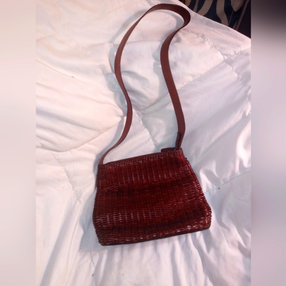 Brown leather shoulder bag